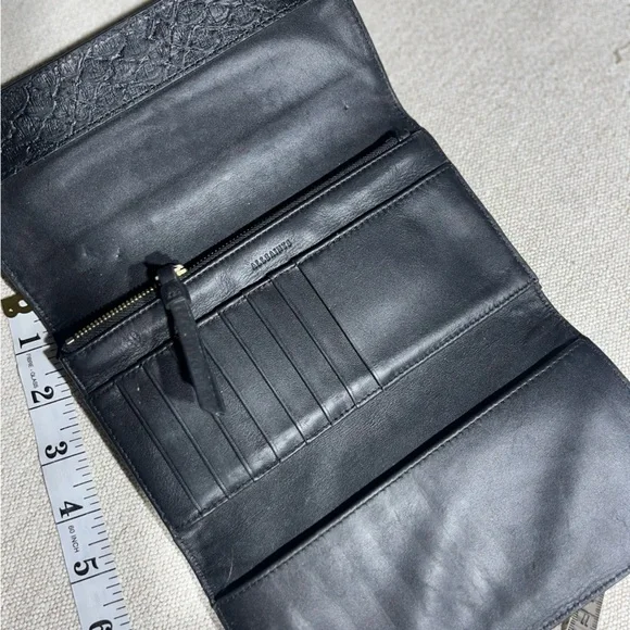 All Saints Black Leather Snakeskin Envelope Style Wallet - Picture 8 of 9